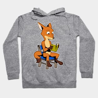 Cartoon Fox reading Book Hoodie